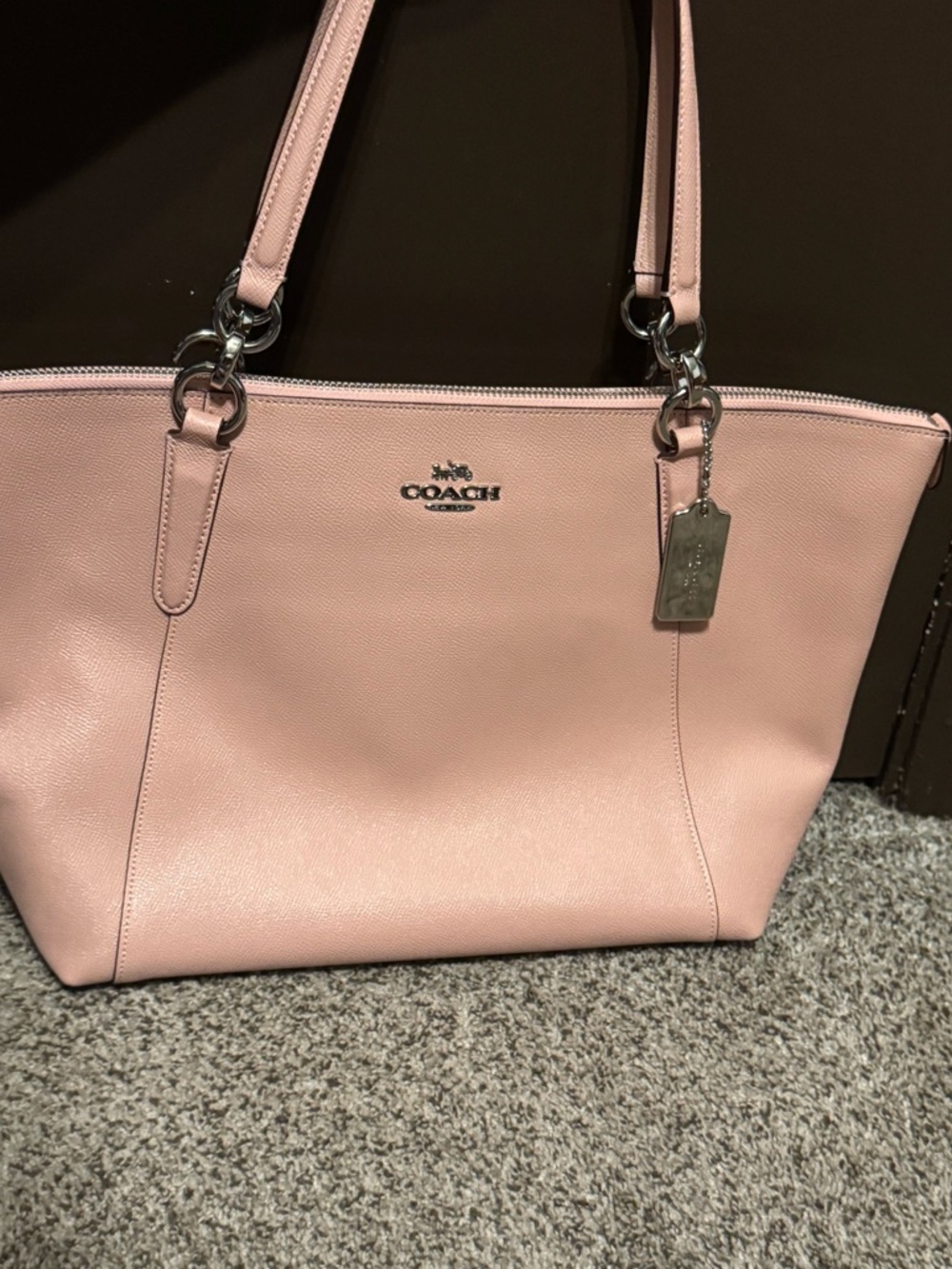 Coach Ava in Blush Pink Pebbled Leather with Silver Hardware